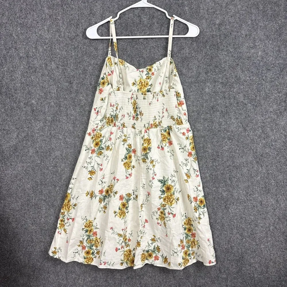 Old Navy Cami SunDress Womens Size L Cream Floral Peasant Cottagecore - Picture 2 of 10
